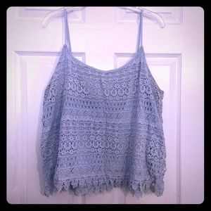 Charlotte Russe Baby Blue Crochet Crop Tank